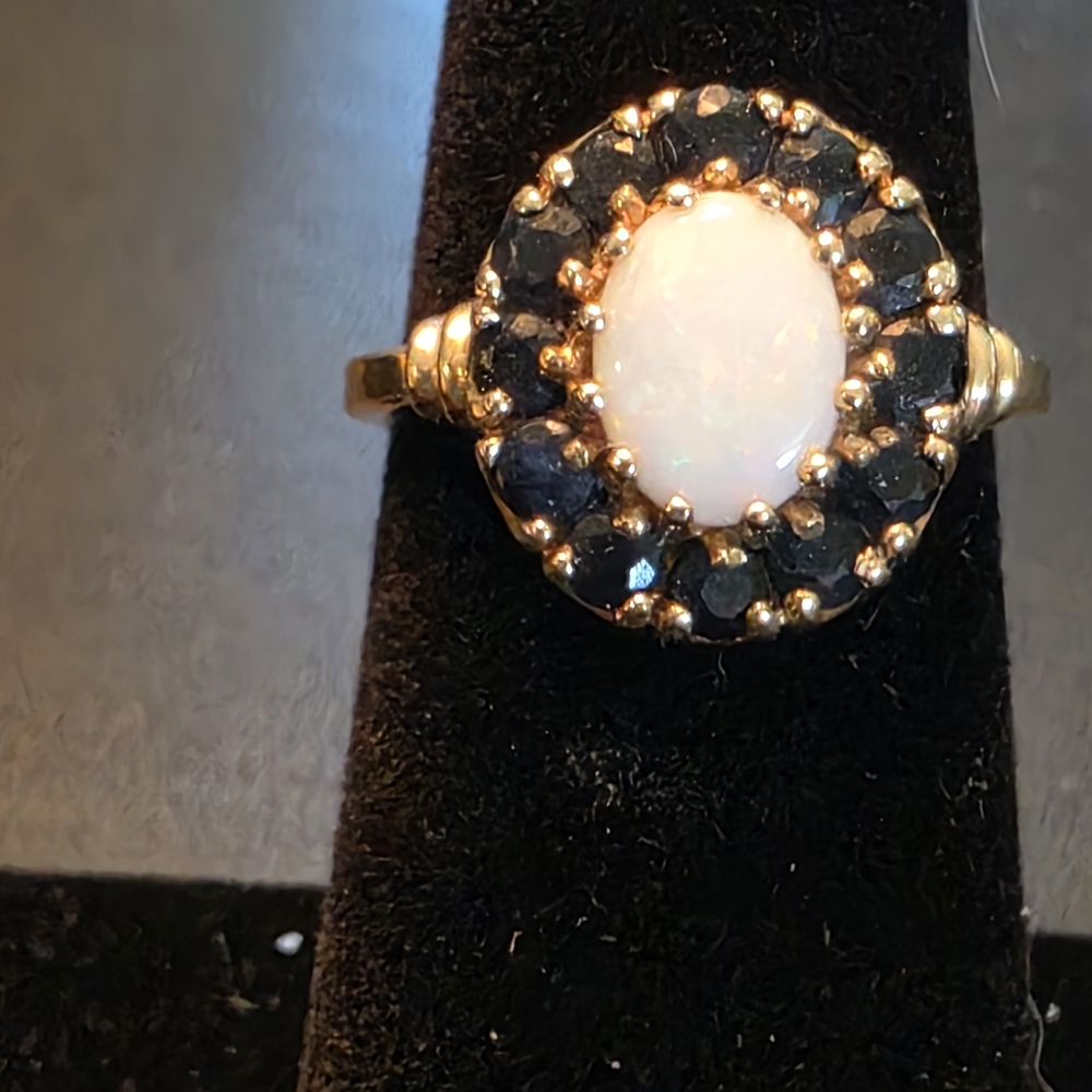 SOLD: Opal and Blue Sapphires  Ring